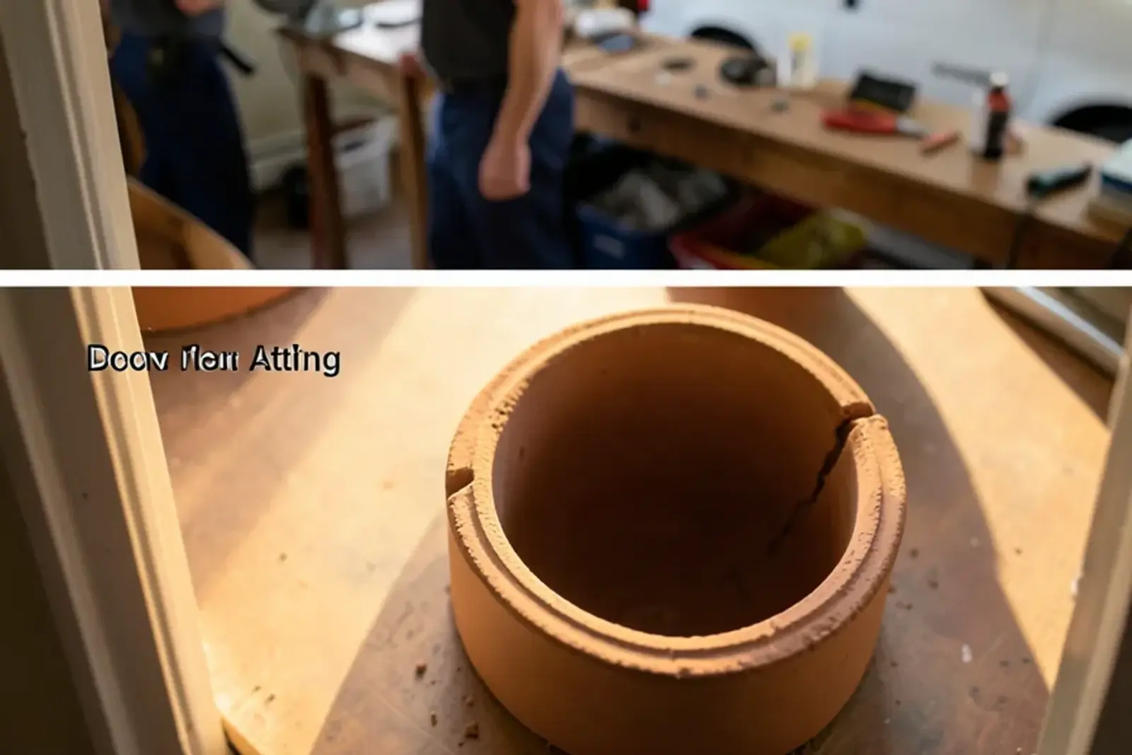 Inspection monitor showing a clean clay pipe interior with a tight joint after jetting