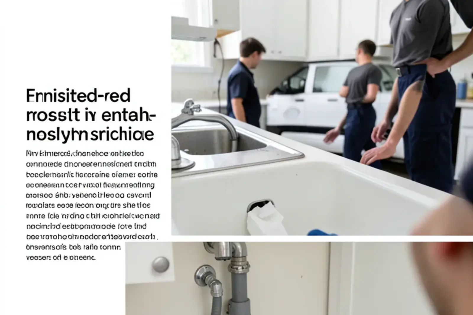 Finished kitchen sink cabinet with trap, disposal, dishwasher hose and supply lines connected and dry
